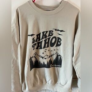 Gildan unisex Lake Tahoe California Beige Crewneck Sweatshirt Large